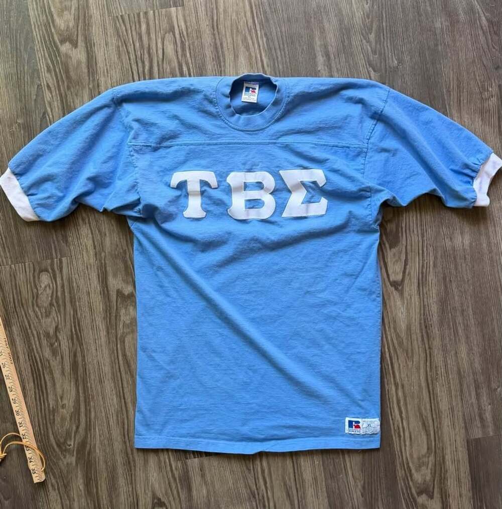 Vintage Russell Athletic Ringer T-shirt Tau Beta Sigma 90s